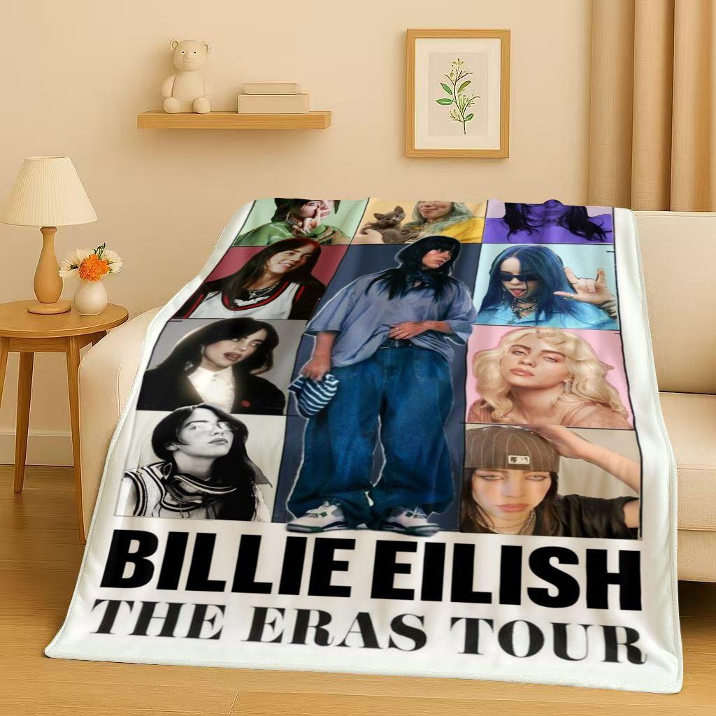 3D Billie Eilish Hit Me Hard and Soft Singer Flannel Blanket,Ultra Soft Warm Plush Throw for Home Bedroom Bed Sofa Cover Kids