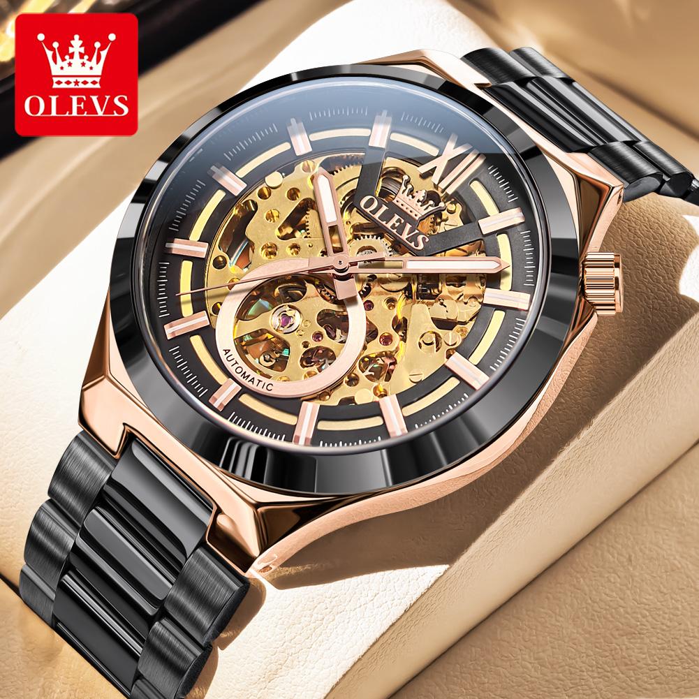 OLEVS Men's Watches Trend Fashion Top Brand Original Automatic Mechanical Wristwatch Waterproof Stainless Steel Outdoor Dress