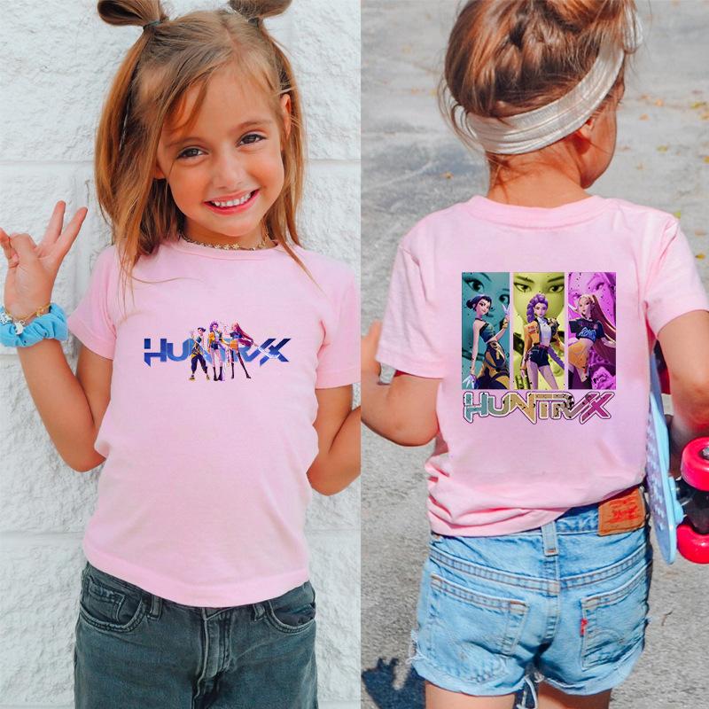 

KPOP HuntRX Demon Slayers Korean Print Short Sleeve Kids T-Shirt (Medium/Large) 100cm
