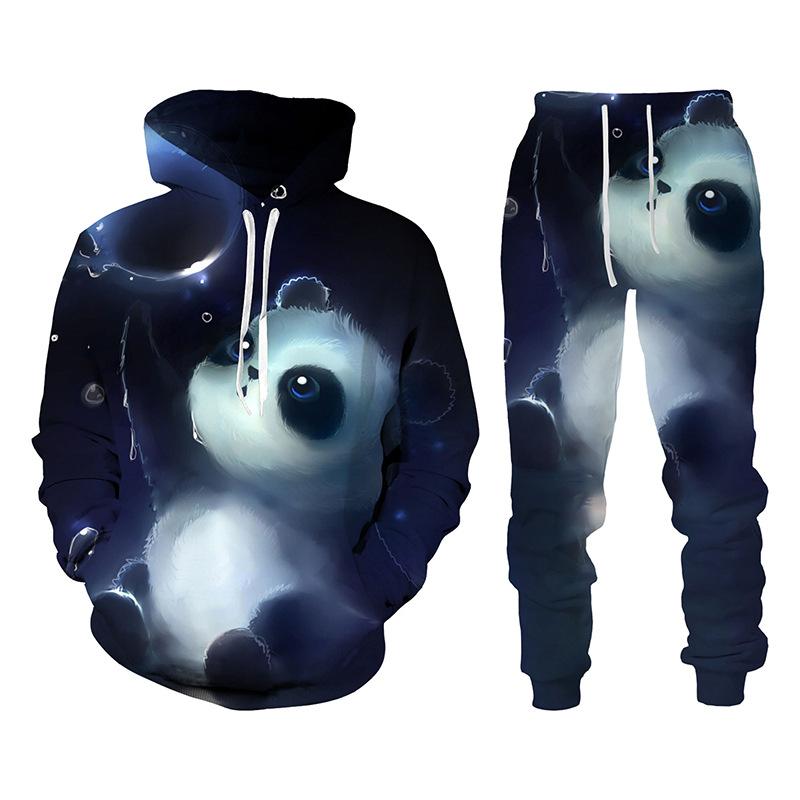 Autumn Animal Cute Panda 3D Printed Hoodie Suit Men Sweatshirts Sweatpants Casual Fashion Two Piece Tracksuit Set Man Clothing