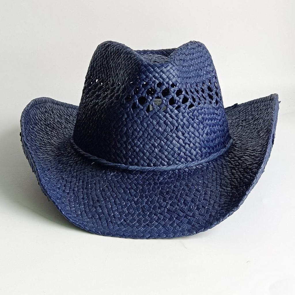 Red Summer Cowboy Hats Hand-weaving Straw Hat Beach Women Men Out Western Wide Brim Sun Hat Cowboy Hat Chapéu Masculino