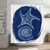 Blue Marine Life Shower Curtain with Starfish Design for Bathroom Decor in Home Garden