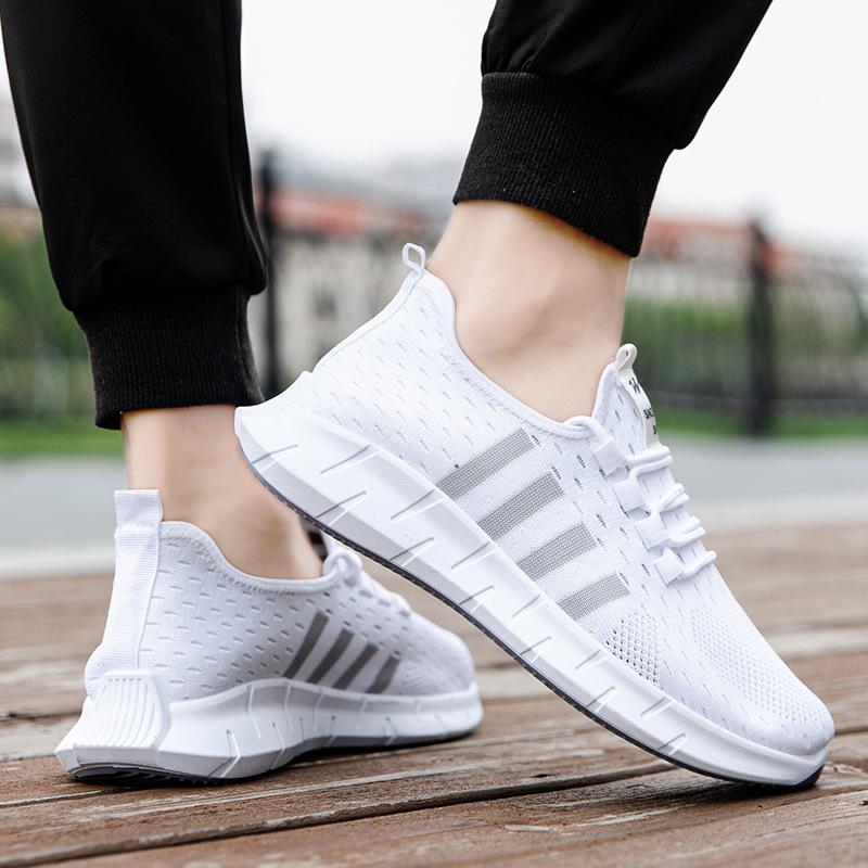 Shoes Men'S Flying Weaving Breathable Sneakers Men'S Fashion Outdoor Running Shoes Low Top Mesh Men'S Shoes