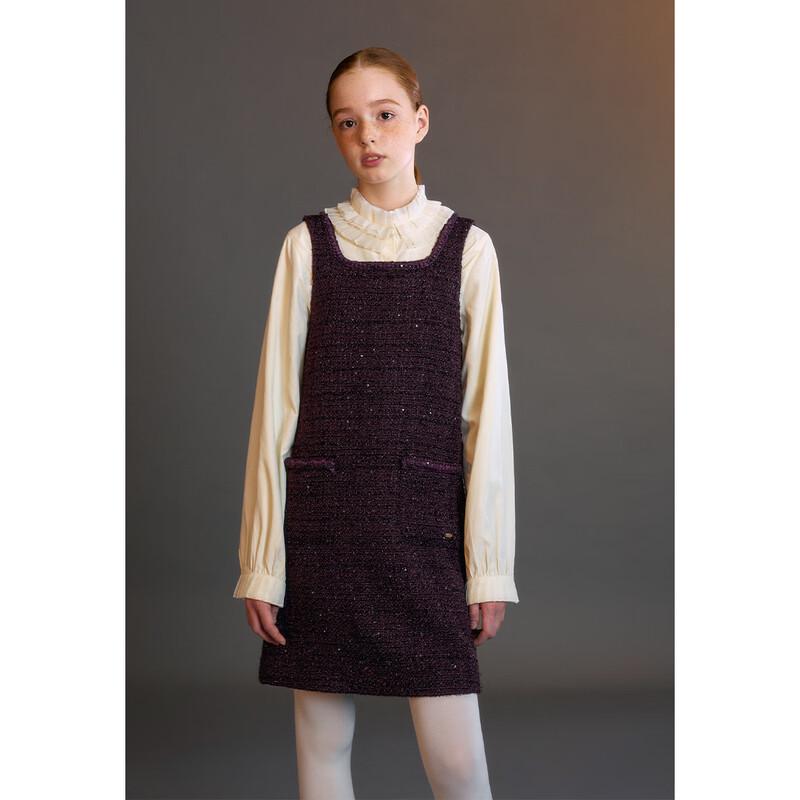 ELLE KIDS Girls' Elegant French Style A-line Sleeveless Winter Dress