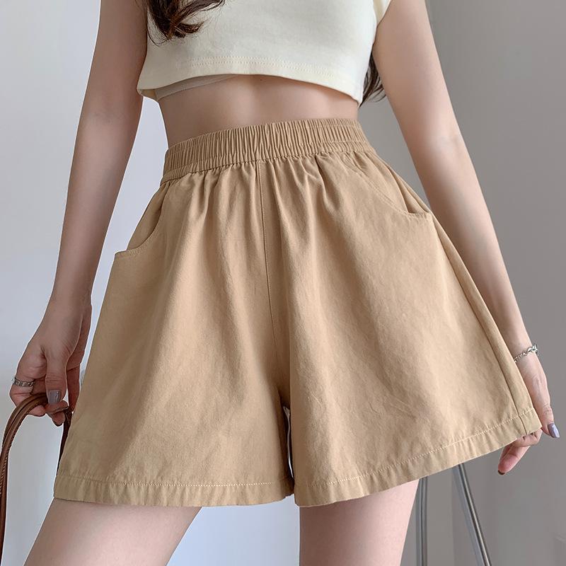 

Женские шорты карго А-силуэта с высокой талией в корейском стиле - Летние, приталенные, повседневные, для миниатюрных, свободного кроя, спортивные брюки с широкими штанинами. L (Recommended 106-115 jin) хаки