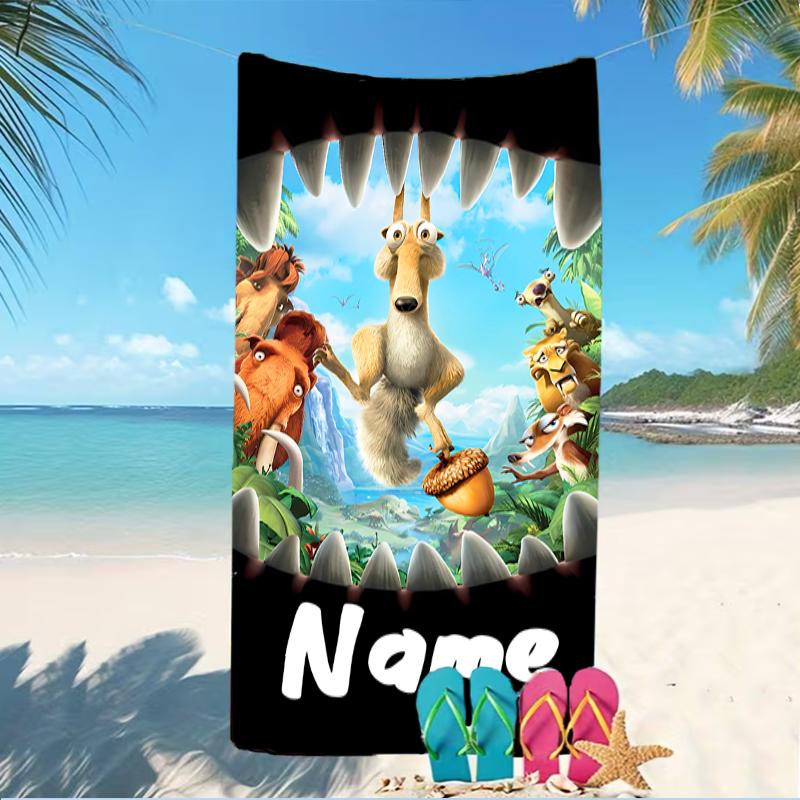 Personalisierbare Strandtücher mit Designs zum Thema Ice Age – Die Entstehung der Dinosaurier. Geeignet für den Strand, Yoga, Sport.;ideal als Strandzubehör