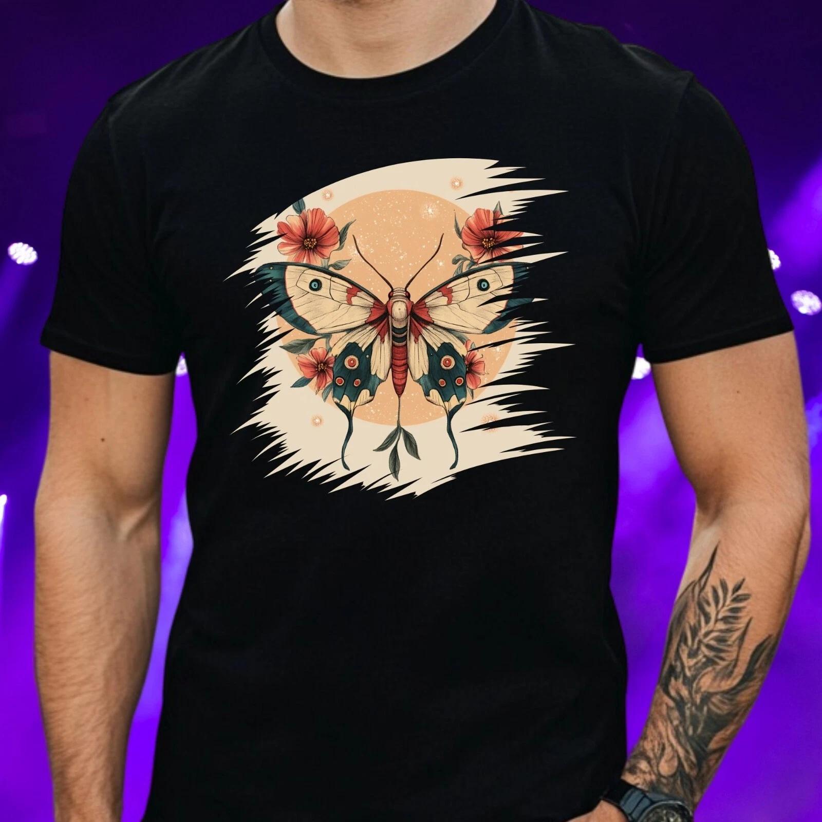 T-Shirt Herren Motte mit Blume Motiv Baumwolle Größe S bis 5XL XXL