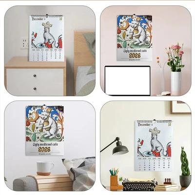 2026 Strange Cat Calendar Innovative Cat Design Calendar Monthly Holiday Plan Reminder Planning Tool Suitable for Bedroom