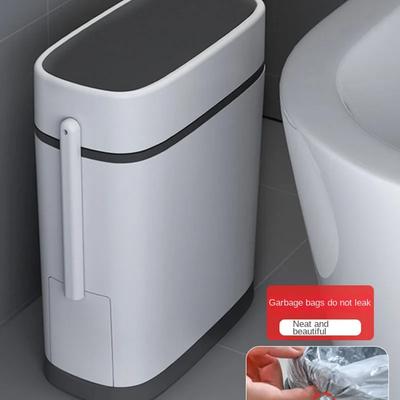 Smart Trash Can for Bathroom, Waste Bin, One Key Garbage Bin, Bag Holder In the Kitchen with Brush for Toilet, 12L/14l