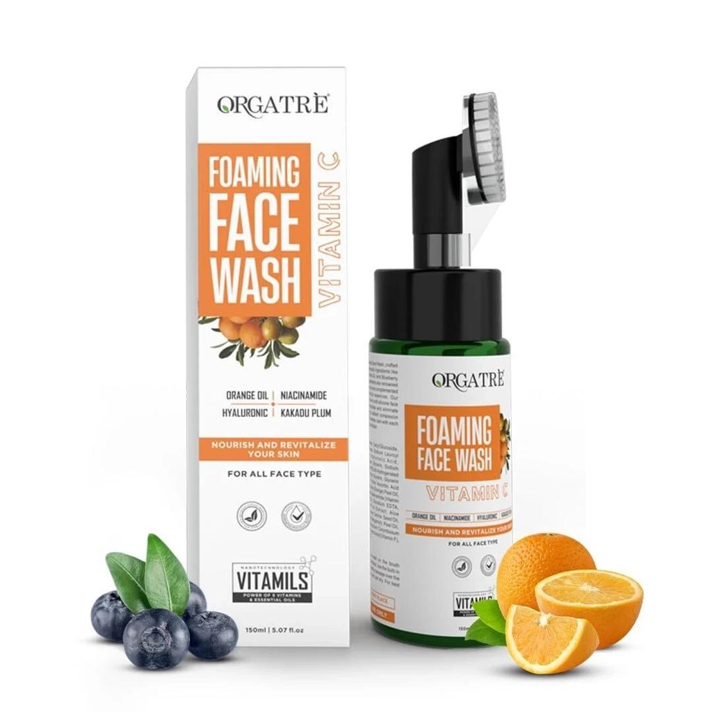 Orgatre Vitamin C Foaming Face Wash With Silicon Brush 100ml
