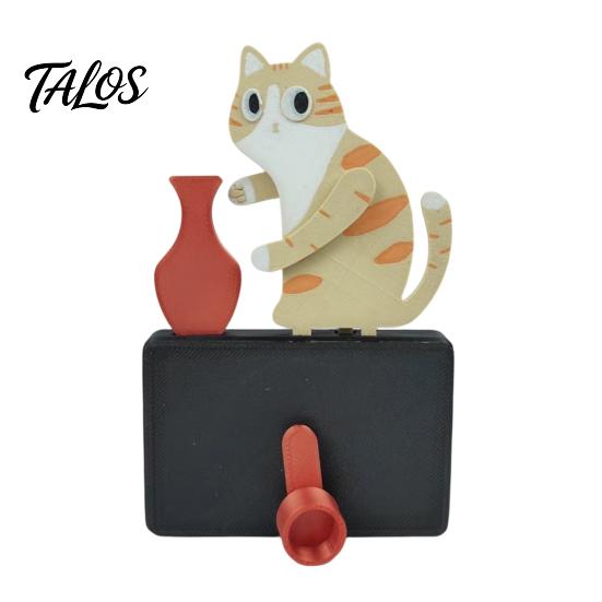 Talos Cat Pushing Vase Refrigerator Magnet, 3D Printed Whiskers Holder Pet Memorial Keepsake Decoration, Gift for Cats Lovers