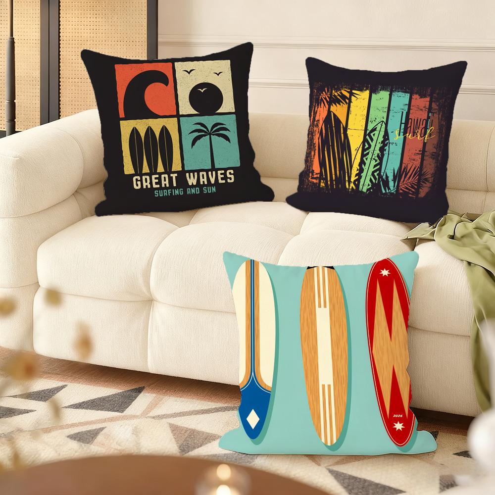 Surfen Patroon Kussenhoes Zacht Kort Pluche Kussenhoes Gladde Gezellige Textuur Esthetische Kussenhoes Woondecoratie