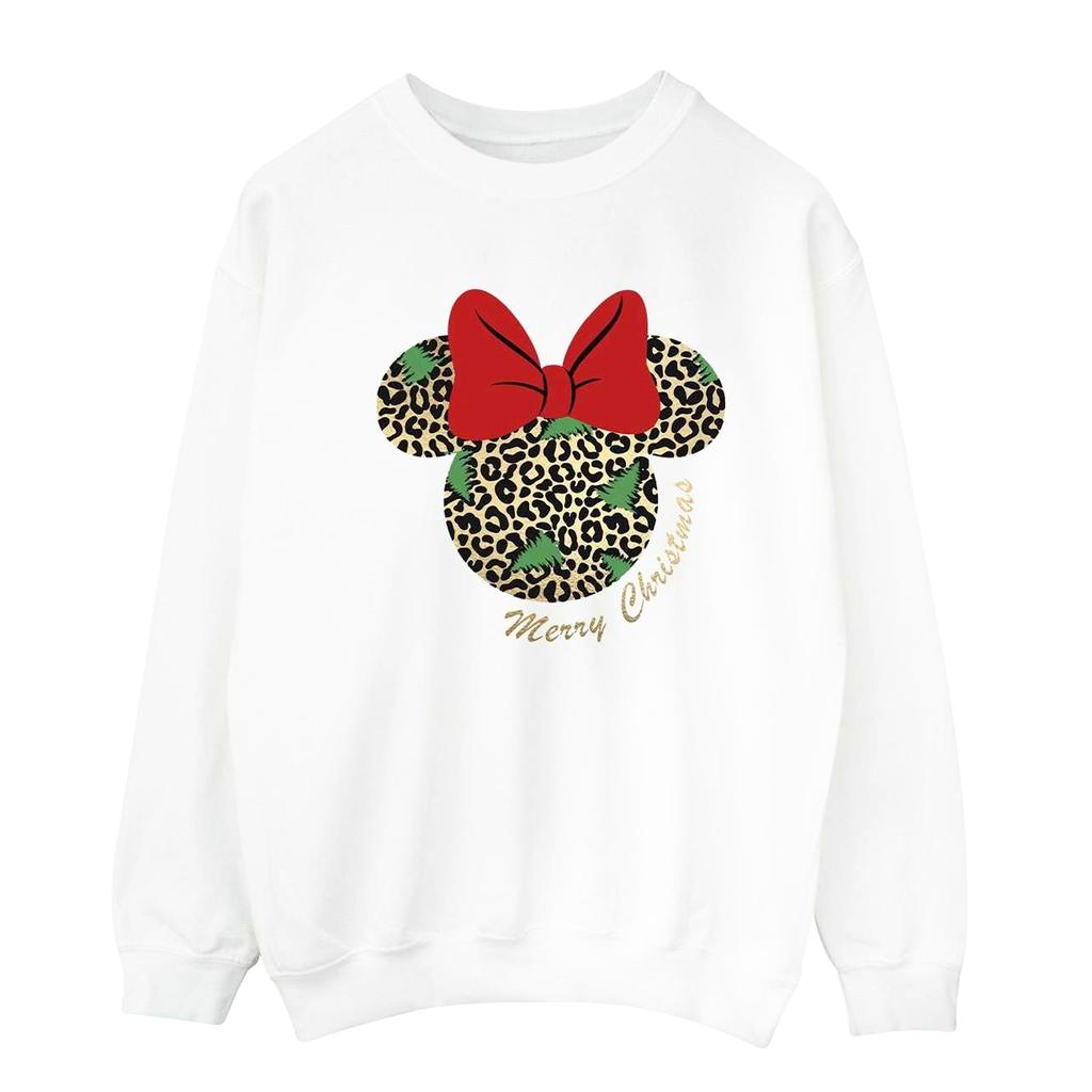 Disney Mens Minnie Mouse Leopard Christmas Sweatshirt