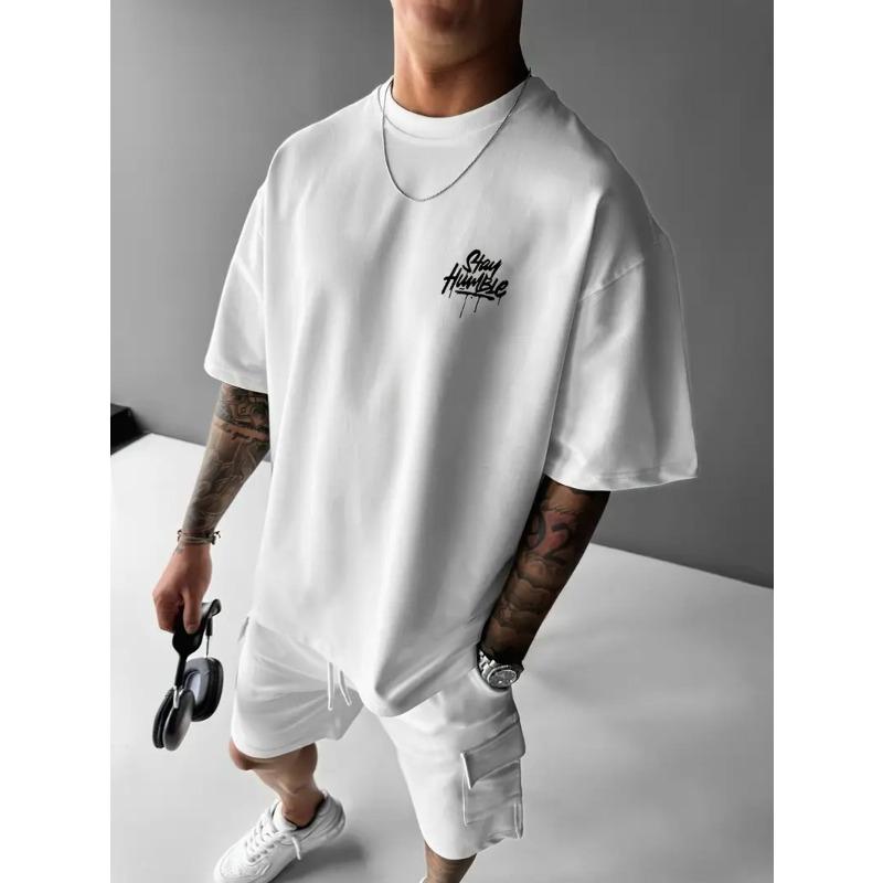 Taglie Europee T-shirt da Uomo Rotonda Creativa, Realizzata in Puro Cotone, Trendy e alla Moda, Maniche Corte per l'Estate, Top Casual Quotidiano
