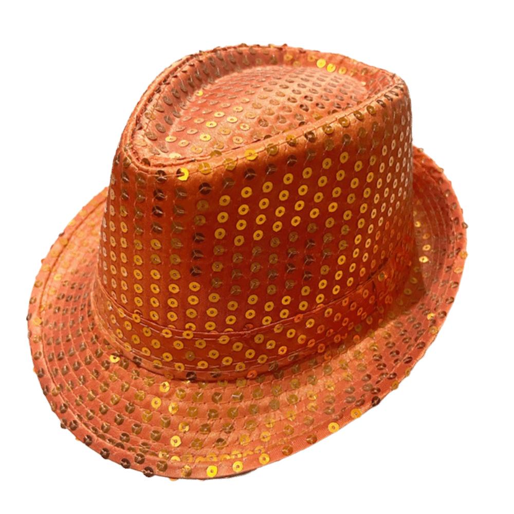 Маскарадная джазовая шляпа, блестящая шляпа для танцевального выступления, модная панамская кепка, праздничная кепка оранжевый