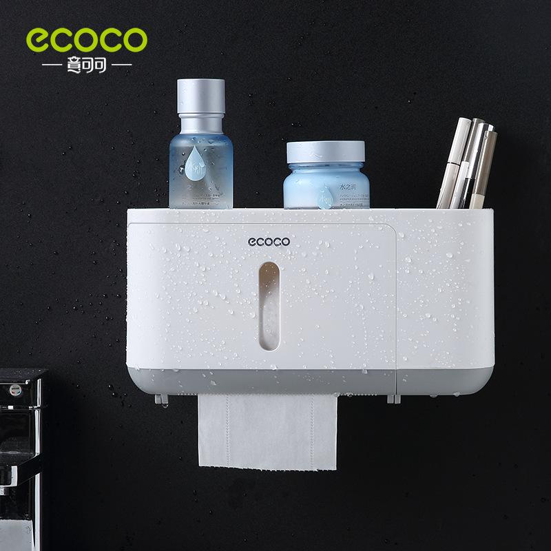 Bathroom roll paper towel holder, no-drill wall-mounted toilet paper and wet wipes storage box, disposable face towel rack