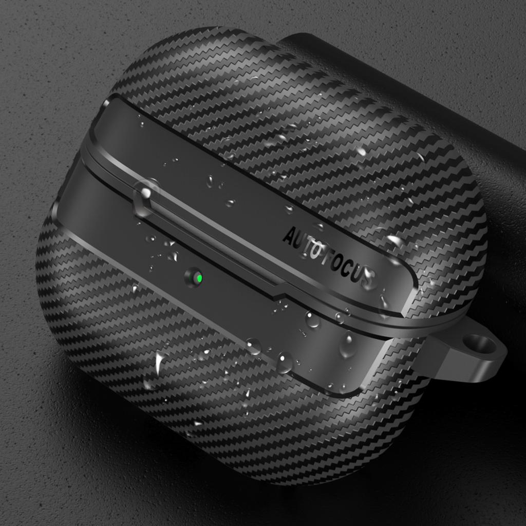 For Samsung Galaxy Buds3/Buds3 Pro Case Carbon Fiber Texture TPU Earbuds Protective Cover with Hook