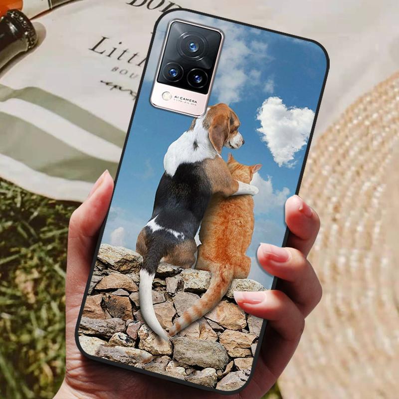 Dla Etui Coque vivo V21e Silikonowe Etui na Telefon z Tylną Pokrywą Dla vivo V21e Etui Miękki Bumper Funda na vivo V2061 V21 e V 21e 6.44" Torba