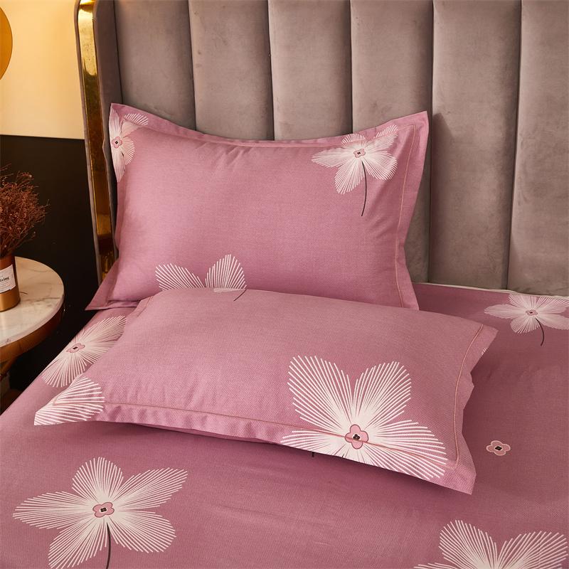 White Flower Printed Bed Sheet Set Simple Pink Cotton bedspread Thickened Bedding Set Luxury Soft Flat Sheet with Pillowcases