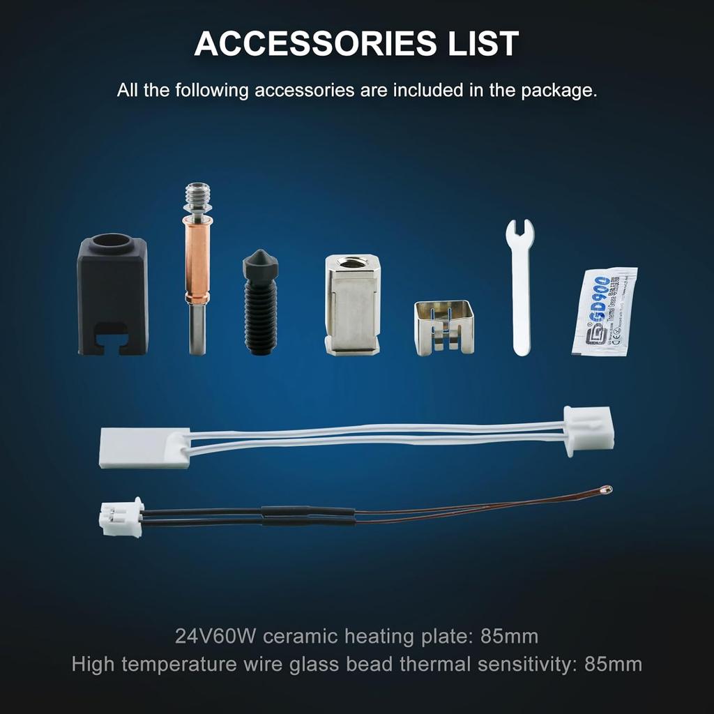 Upgrade Hotend for Kobra 3 Combo Print Head Extruder Kit Heater Block Heating Cartridge Thermistor with 0.4MM Hardened Steel Nozzle Silicone Cover