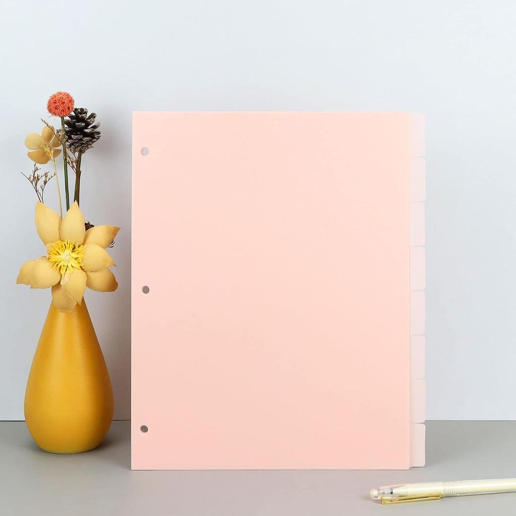 Koqye 8-Tab Binder Index Dividers for 3 Ring Binders, Colored Plastic Dividers withTabs, 3 Hole Punched Sturdy Dividers - Organize School and Office