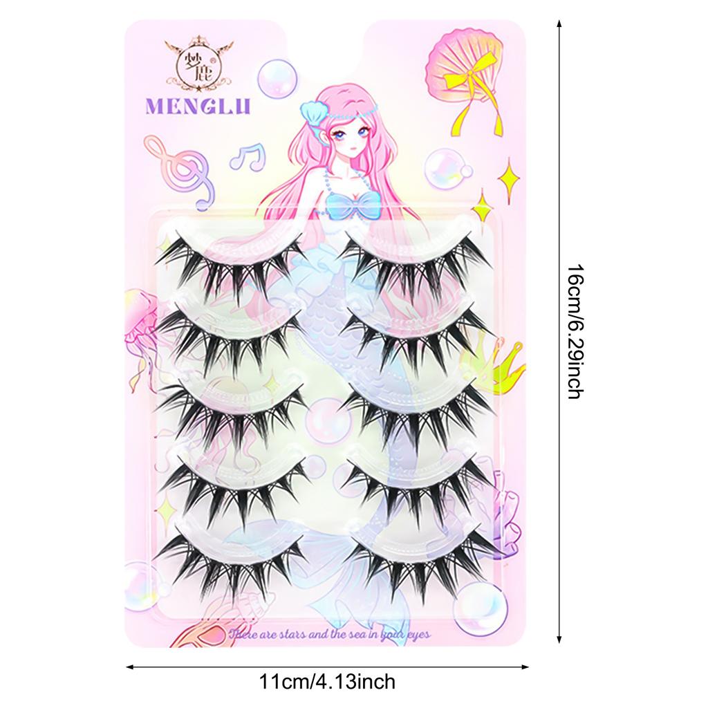 5 Pair Wild Cosplay Manga Lashes DIY Anime Full Strip Doll Lashes Perfect for Girls Night Out Eye Makeup