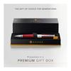 Cross Edge AT0555-7 Refillable Rollerball Pen, Red, Medium Point, Chrome, Slide-Open Type, with Premium Gift Box
