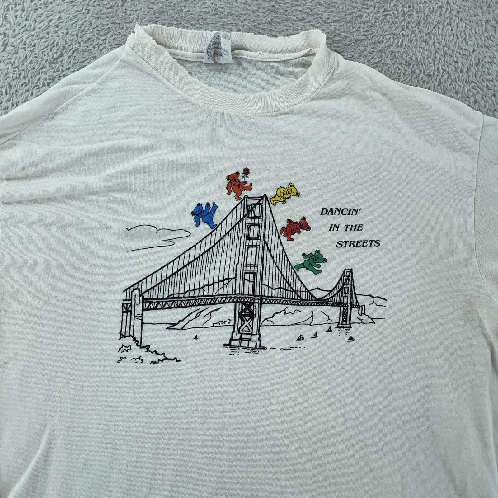 

Vintage Grateful Dead T-Shirt Medium White Dancin In The Streets Golden Gate 80s 3XL