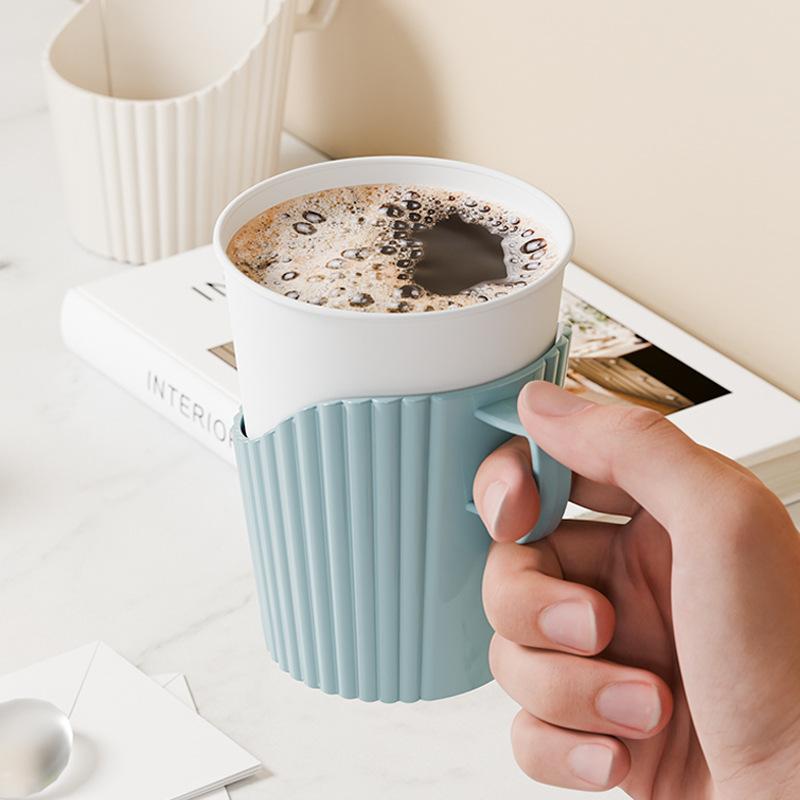 6pcs/Set Disposable Paper Cup Holder Espresso Coffee Antiscalding Multifunctional Multipurpose Office Household Sleeve Cup Cover