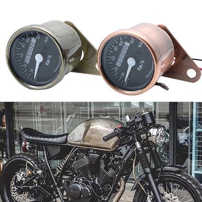 Retro Copper Motorcycle LED Speedometer Odometer Gauge Universal Moto Truments 0~140km/h 12V