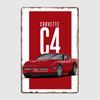 Home Decorative Posters Metal Poster Indoor Garage Decor Corvette C4 Red Classic Super Sports Car Retro Sign Room Wall Decor