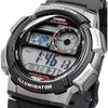 Casio World Time Digital Men's Watch AE-1000W-1BV Black Gray Metallic Water Resistant Lightweight