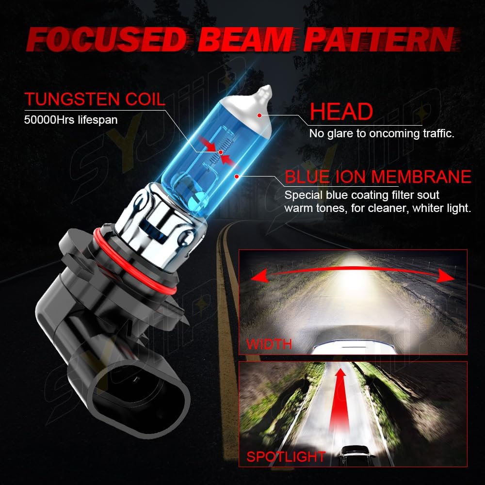 Upgraded Halogen Headlight Bulbs For Honda CR-V CRV 2015 2016 2017 2018     , 9005 H11 High Low Beam Halogen Lights, 6000K White, 300% Brightness,