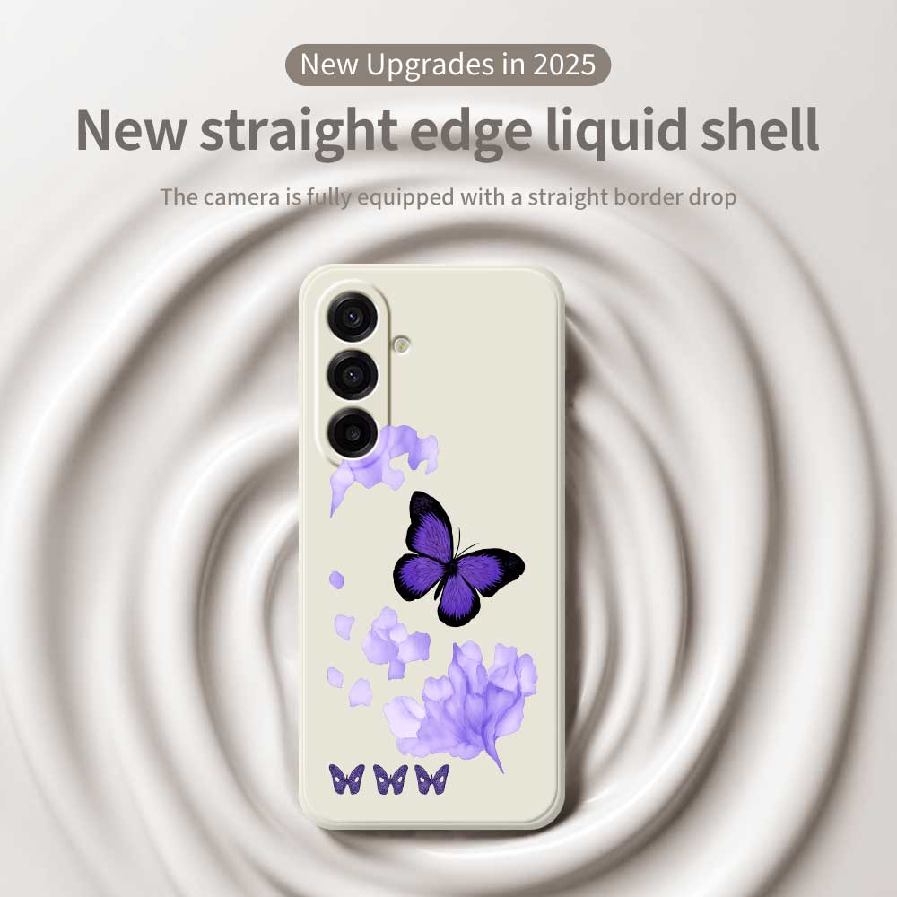 For Samsung Galaxy A17 5G Case Purple Butterfly Pattern Printing Straight Edge TPU Phone Back Cover