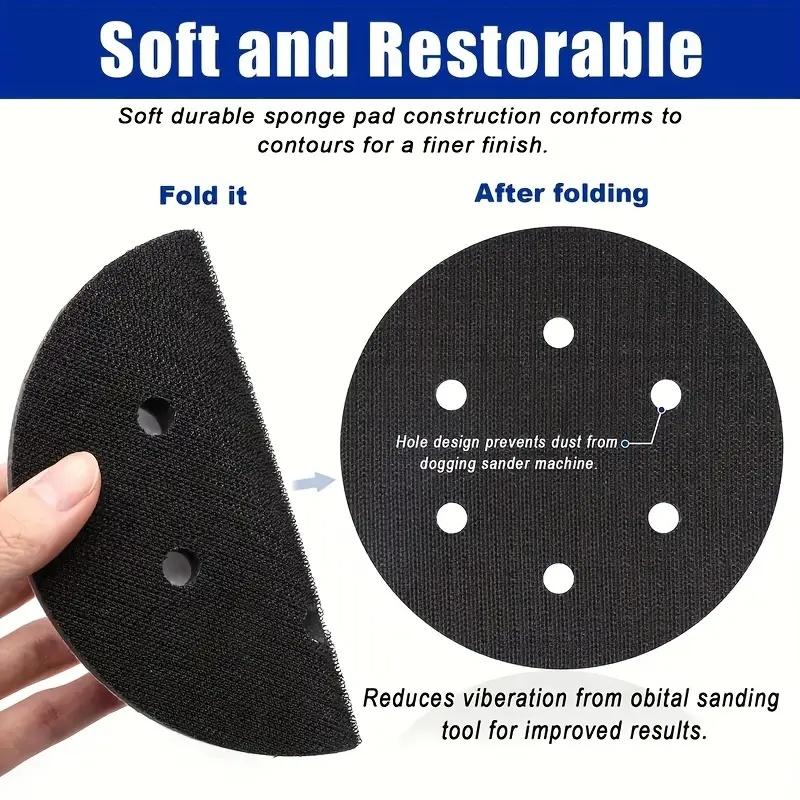 5pcs Interface Pad 6 Inch 6 Holes Hook and Loop Soft Sponge Cushion Buffer Pads for Sanding Disc 150mm Sander Pads