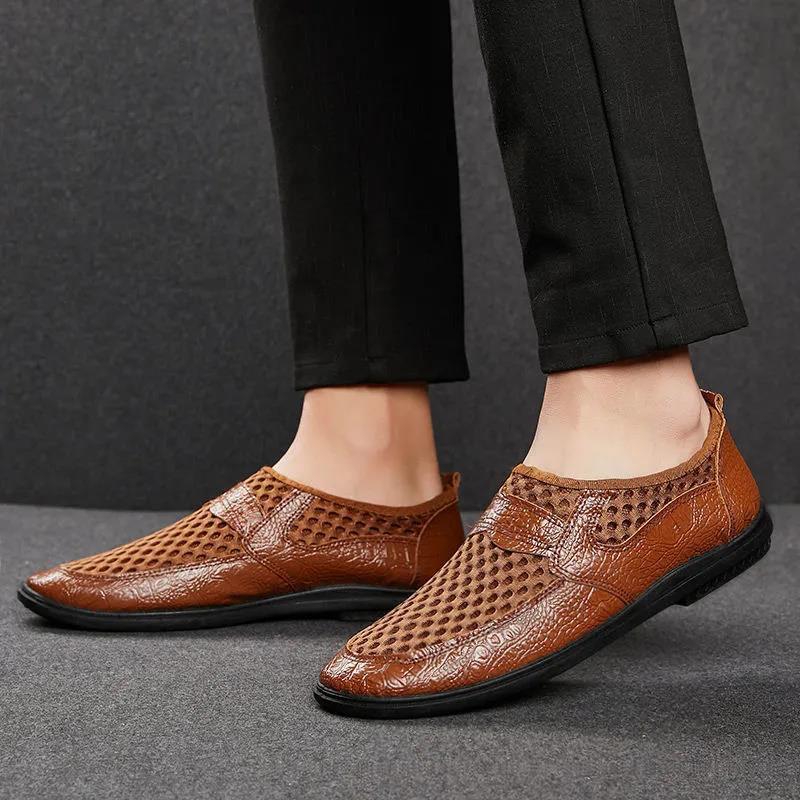 

Летняя мужская обувь с дышащей сеткой, ленивые повседневные мужские сандалии 43 коричневый