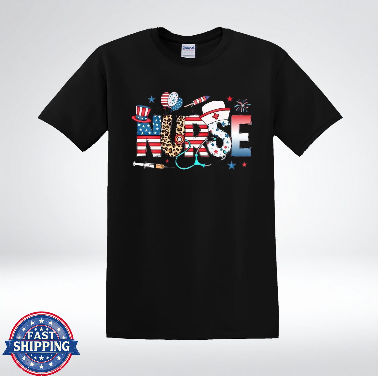 Nurse USA Flag Shirt Patriotic Nurse Gift American Pride T-Shirt S