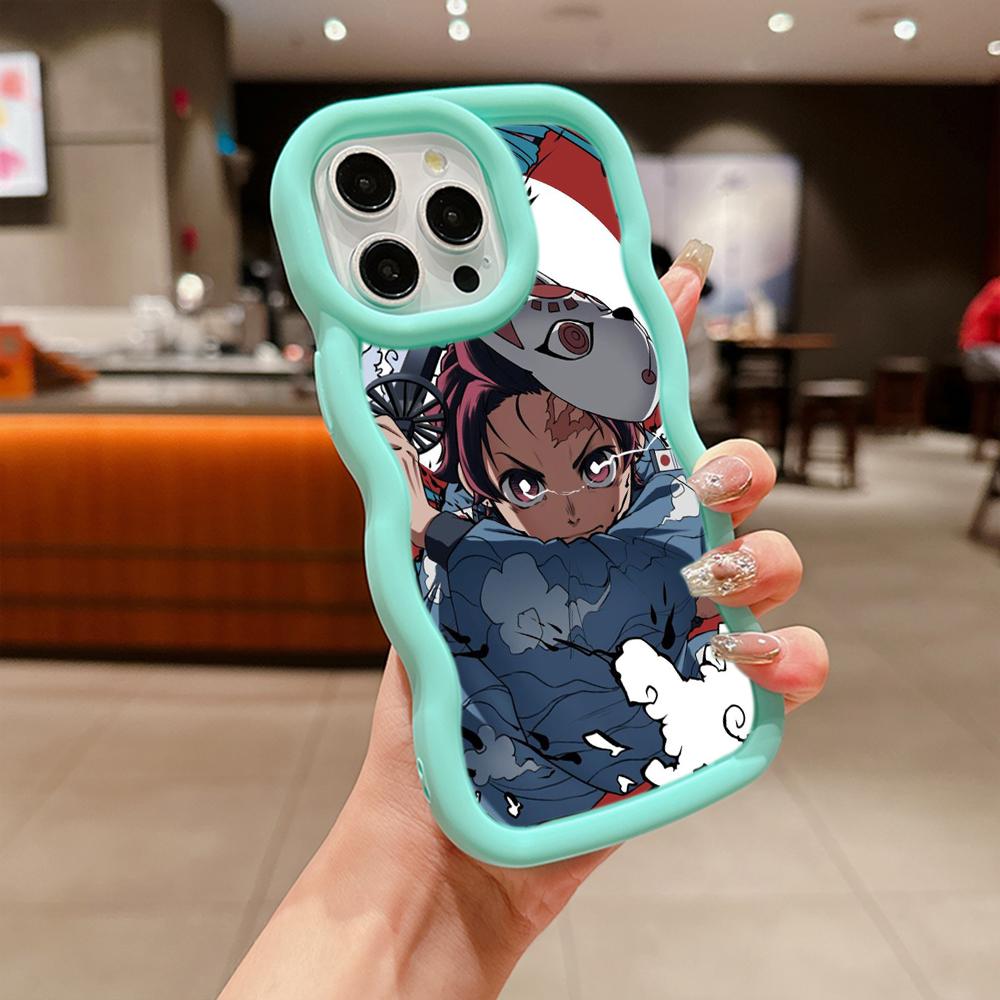 Macaron Büyük Dalga Yumuşak Telefon Kılıfı iPhone 11 12 13 14 15 Samsung A13 A14 A15 A23 A24 A25 A53 A54 A55 Xiaomi Redmi Note 13 12C Kapak A43 Demon Slayer