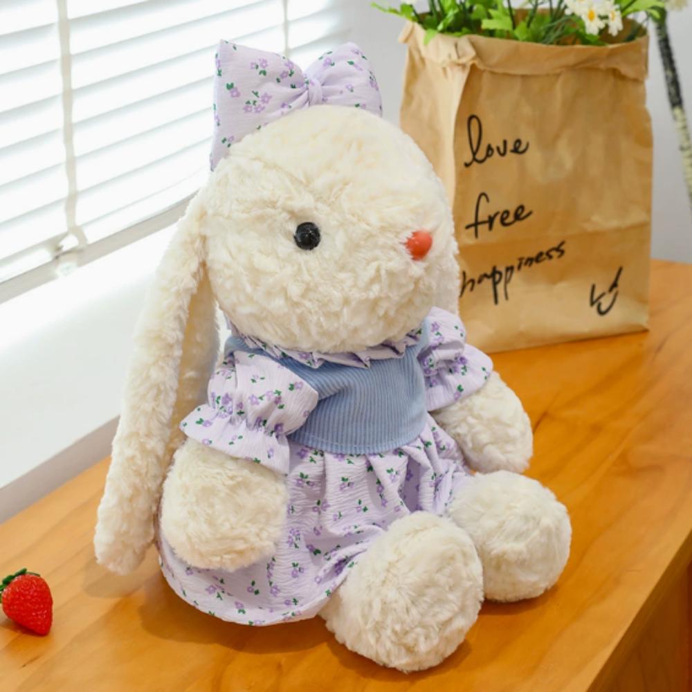 Stuffed Rabbit Plush Toy Colorful Dress Rabbit Soft Doll Animal Dressed Bunny Doll  Kids Boy Girl