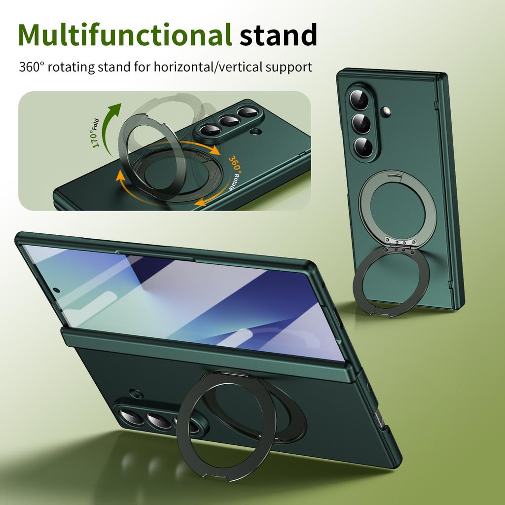 Ultrathin Magnetic Cover for Samsung Galaxy Z Fold 7/6/5 Multifunctional 360 Rotating Stand with Glass Screen Protector
