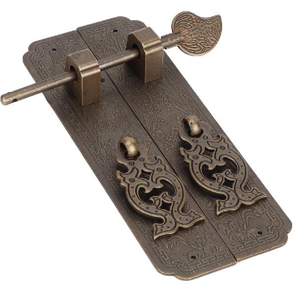 Slide Door Bolt, Copper Security Sliding Lock Cupboard Security Lock Latch Cabinet Door Latch Barrel Bolt Vintage Security Lock Decorative Furniture