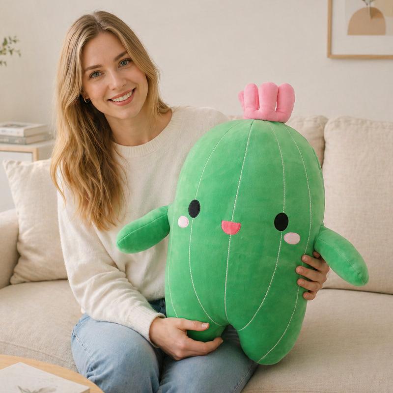 Cute Cactus Plush Toy Kawaii Plant Stuffed Doll Soft Pillow Cushion Cartoon Plushie Kids Gift Bedroom Home Decor