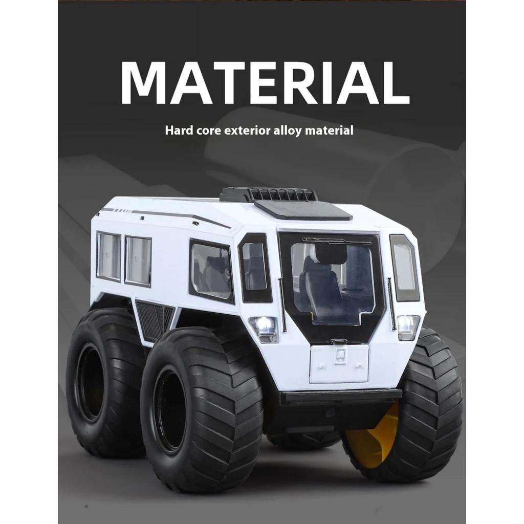 1/24 Scale Sherp All-terrain Car Model Toy Metal Diecast Sound Light Pull Back Shock Absorption Off Road Vehicle Gifts for Kids