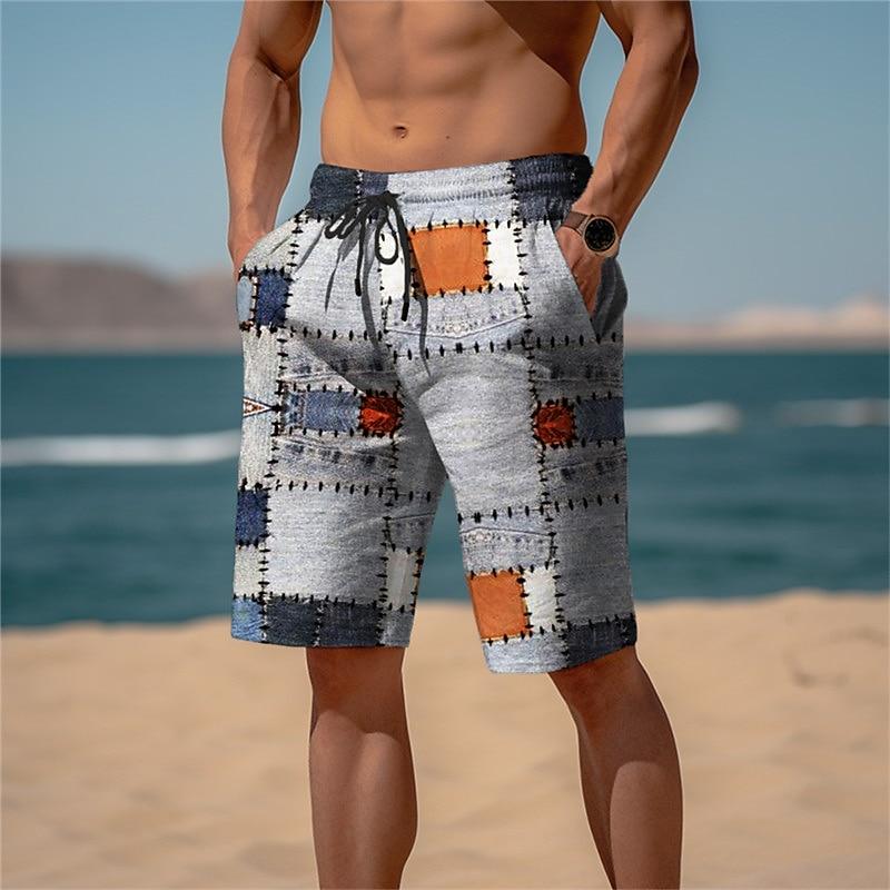 Hyper-Real 3D Plaid Men s Shorts - Eye-Catching Check Pattern with Depth Illusion, Perfect for Summer Casual Wear XL