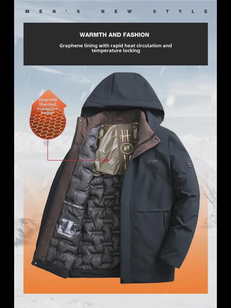 Men’s Large Winter Coat: Heat-Collecting Cotton Jacket with Plus Velvet for Dad, Middle-Aged and Elderly, Thickened for Autumn and Winter.