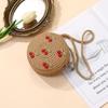 Children Foldable Woven Straw Bag Summer Girl Shoulder Bags Red Cherries Kids Handbags Beach Travel Crossbody Bags Small Wallets