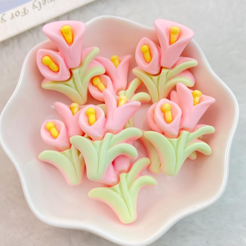 

10Pcs New Resin Flower Flat Back Cartoon Scrapbook Figurine DIY Bow Decor Accessories Crafts