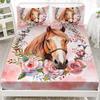 Horse Single Fitted Sheet,Animal Horse Bed Sheets Deep Pocket 30 cm,Microfibre 3D Bed Sheet with Pillowcase for Kids and Aldults