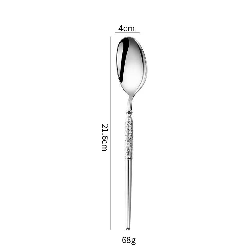 Saint Flag Star Diamond 304 Stainless Steel Cutlery Set - Steak Knife, Fork & Spoon with Thickened Dessert Fork & Spoon