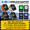 4 In 1 Smart Car Dongle Wireless CarPlay & Android Auto Adapter Wired To Wireless Converter AirPlay Miracast Screen Mirroring